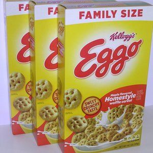 3 LOT KELLOGG'S EGGO MAPLE FLAVORED WAFFLE CEREAL